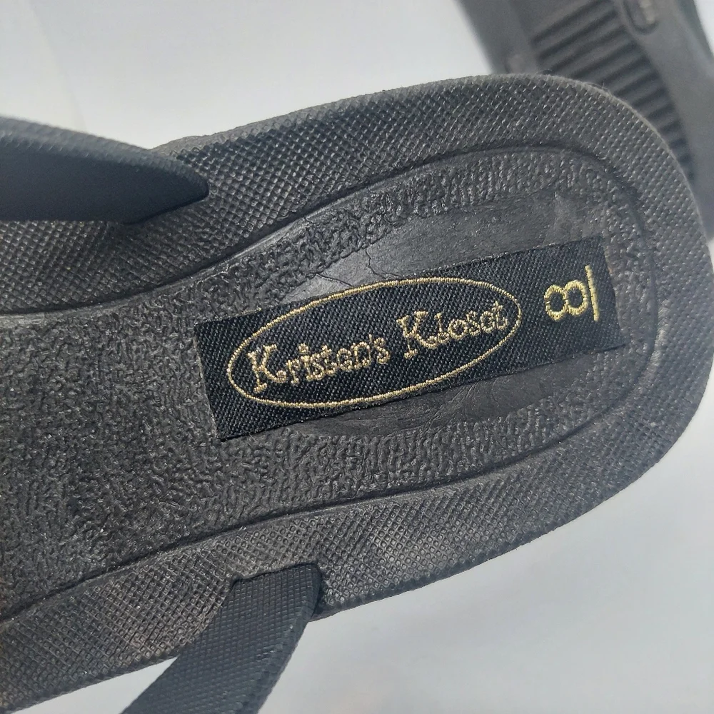 Kristen's Kloset Sandals Beach Pool Thong Jeweled Flip Flops Black Size 8